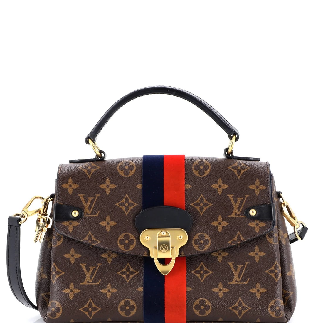 Canvas monogram handbag by Louis Vuitton: Canvas monogram handbag by Louis Vuitton Canvas monogram handbag by Louis Vuitton features a classic top handle design with brown canvas exterior and gold hardware. The bag boasts a timeless look