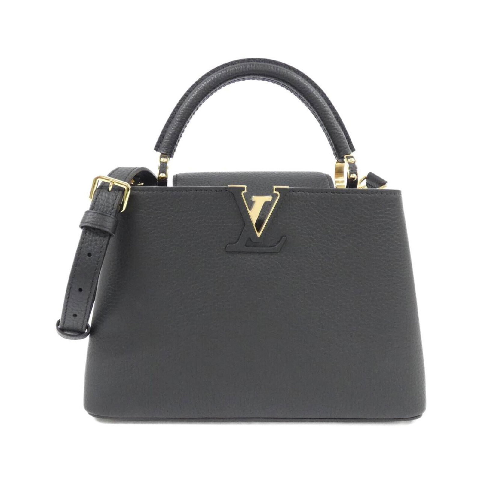 Louis Vuitton Handbag Leather: Louis Vuitton Handbag Leather Used Louis Vuitton Handbag in Black Calf Leather and Taurillon Leather. This women's handbag measures 18cm x 27cm x 9cm and features a classic design with some scratches