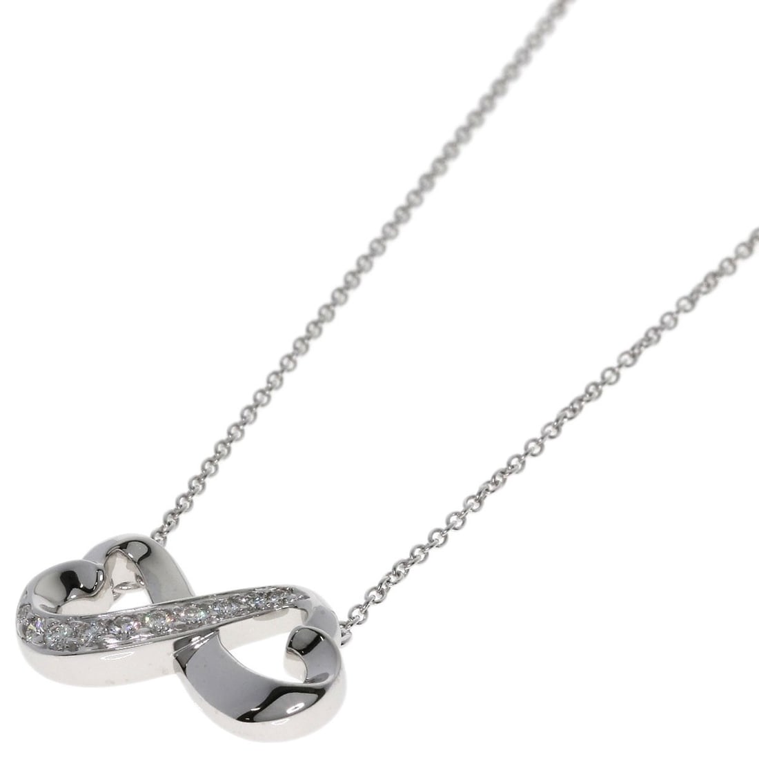 Loving Heart Necklace K18 Gold Diamond Tiffany: Loving Heart Necklace K18 Gold Diamond Tiffany K18 White Gold Diamond Necklace from Tiffany&Co. features a striking design with a main stone of diamond set in K18 gold metal. The necklace measures 16.