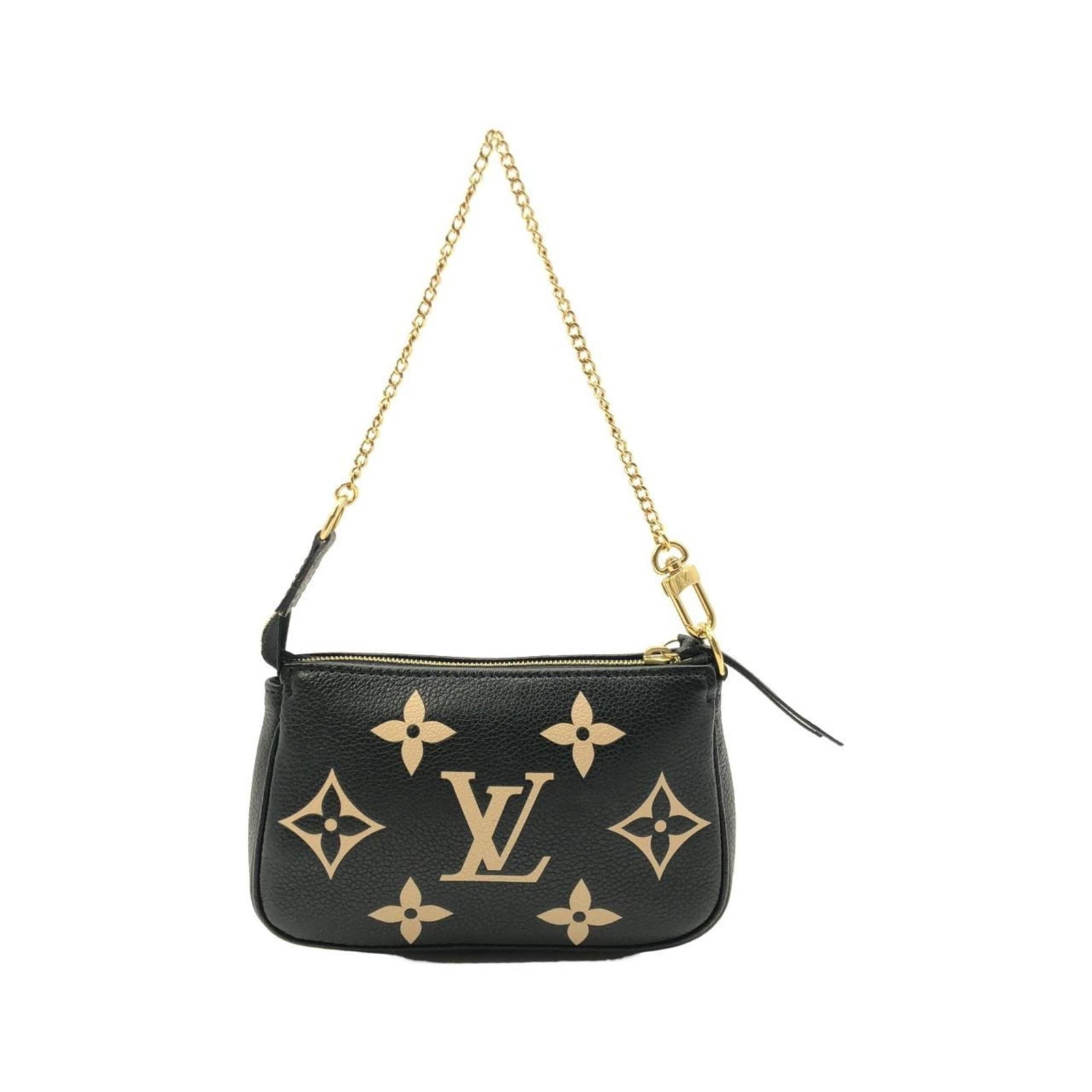 Louis Vuitton Pochette Leather: Louis Vuitton Pochette Leather The Louis Vuitton Pochette Leather is a timeless piece with a classic design. Made from high-quality calfskin leather in beige and black, this stylish bag features a sle