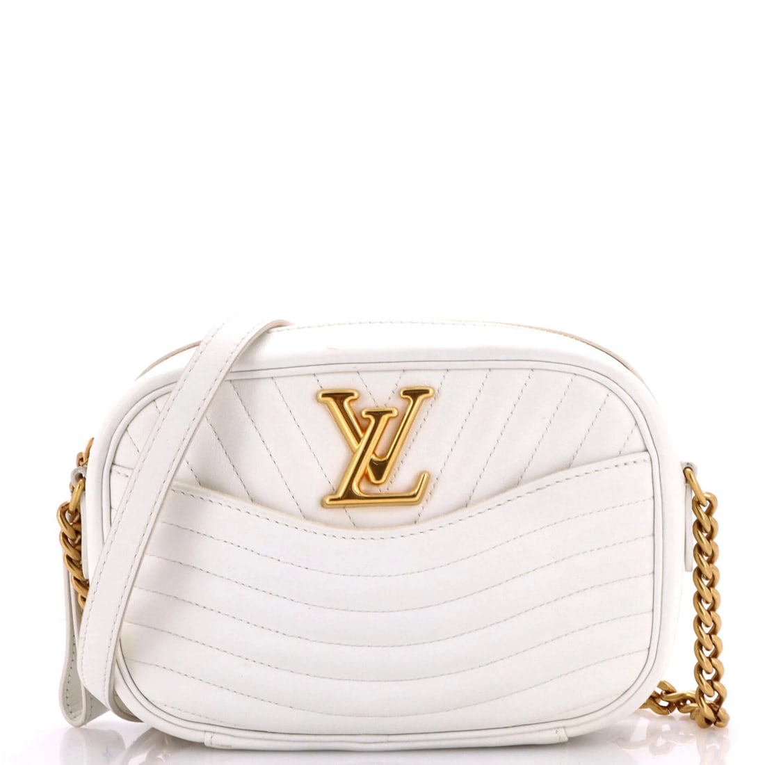 Strict rule use only new wave quilted camera bag: Strict rule use only new wave quilted camera bag White Louis Vuitton New Wave quilted leather cross body bag with microfiber interior and aged gold hardware. This stylish camera bag features a classic