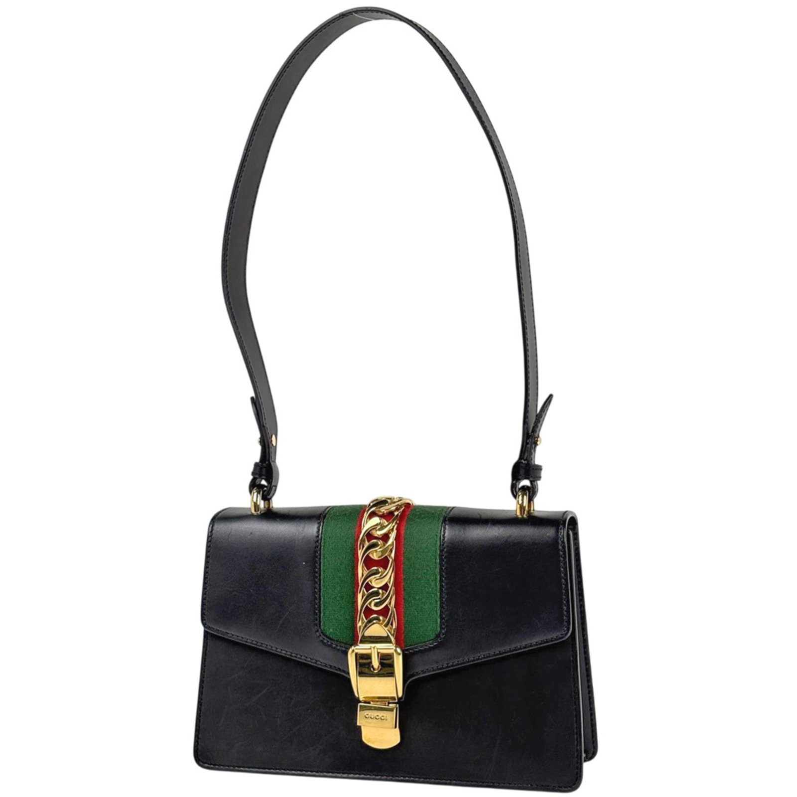Gucci Shoulder Bag Leather: Gucci Shoulder Bag Leather The Gucci Shoulder Bag Leather is a stylish and versatile accessory, featuring high-quality black leather construction with a classic shoulder design. With its 16.5cm x 26cm