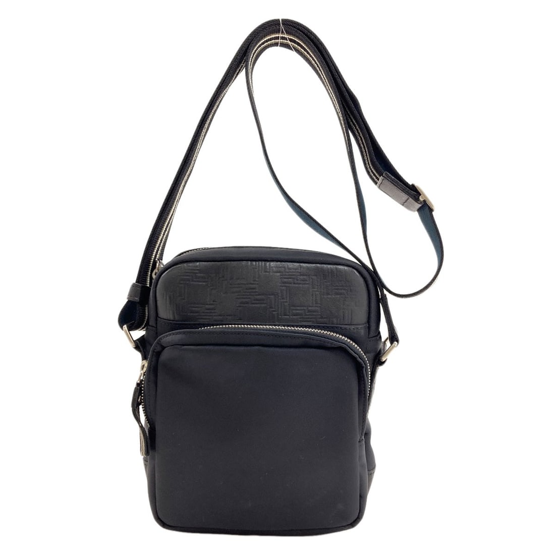 Nylon Shoulder Bag Dunhill Logo: Nylon Shoulder Bag Dunhill Logo Nylon shoulder bag with Dunhill logo. Made from durable nylon material and featuring a classic black exterior design. The bag showcases the iconic Dunhill logo in a