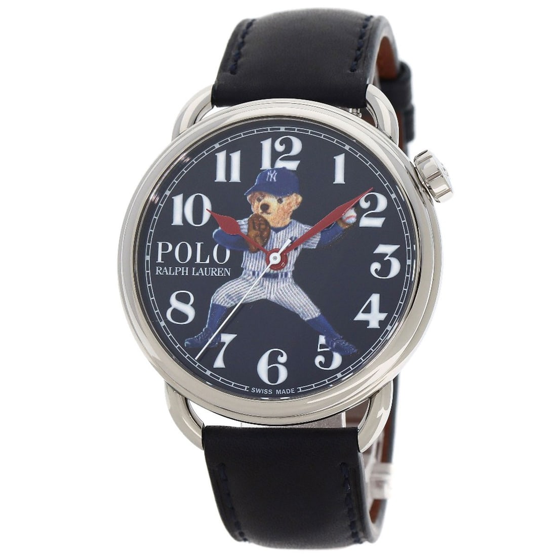 Ralph Lauren Polo Stainless Watch Bears: Ralph Lauren Polo Stainless Watch Bears Silver stainless steel Ralph Lauren Polo watch features an analog display and mechanical automatic movement. The stylish design boasts a 5.30inch wrist size, ma