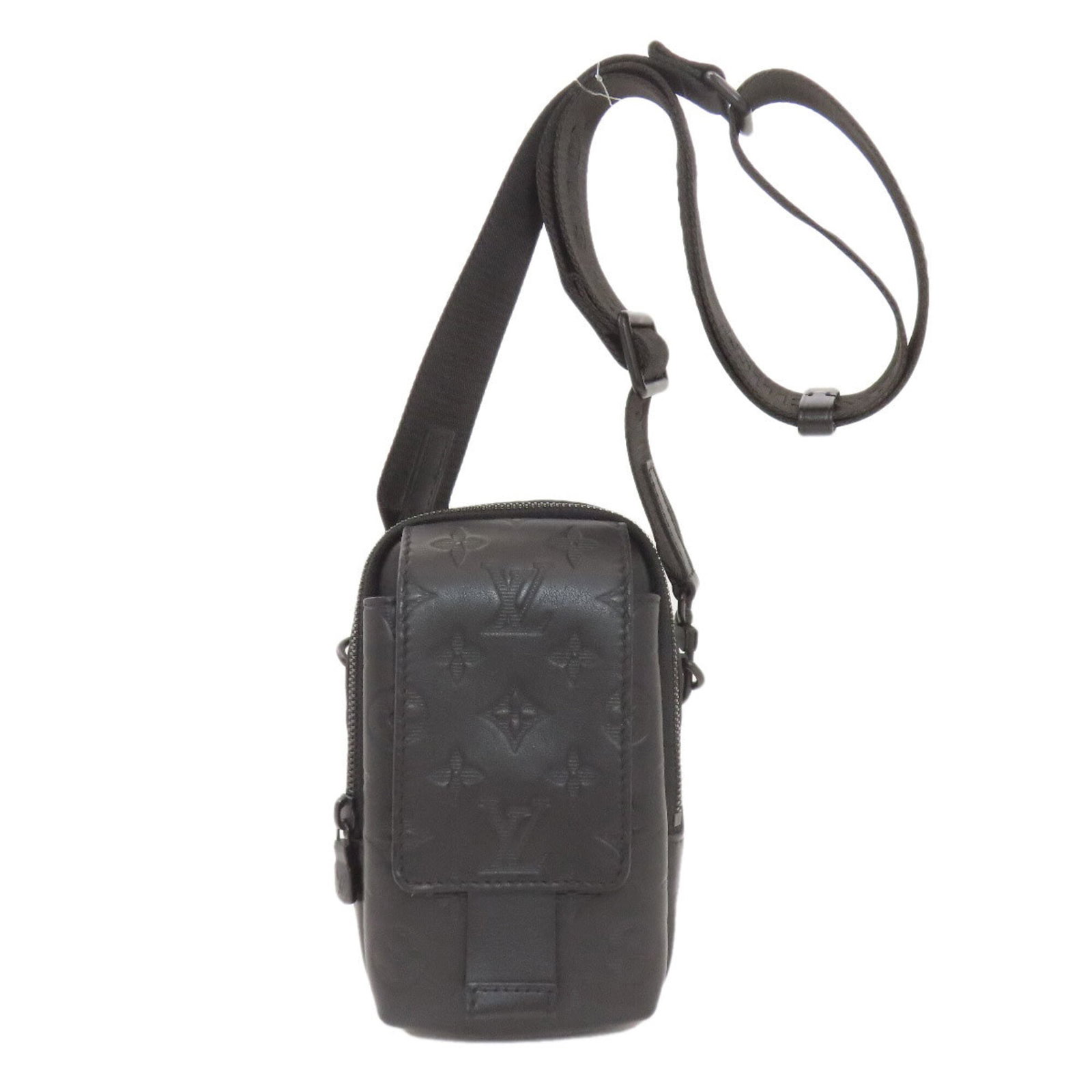 Louis Vuitton Shoulder Bag Monogram Shadow: Louis Vuitton Shoulder Bag Monogram Shadow The Louis Vuitton Shoulder Bag Monogram Shadow in black features the iconic monogram pattern and sleek design. With its compact size and classic style, this