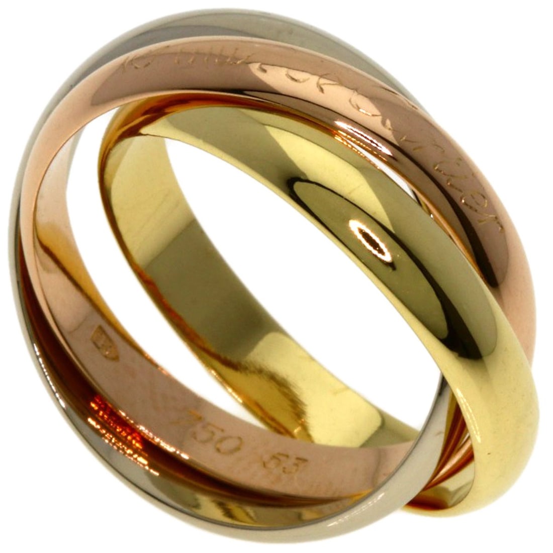 Cartier Trinity K18 Yellow Gold K18 White Gold Ring #53: Cartier Trinity K18 Yellow Gold K18 White Gold Ring #53 Cartier Trinity K18 Yellow Gold K18 White Gold Ring #53 boasts its striking gold metal design, showcasing two intertwined bands in K18 yellow an