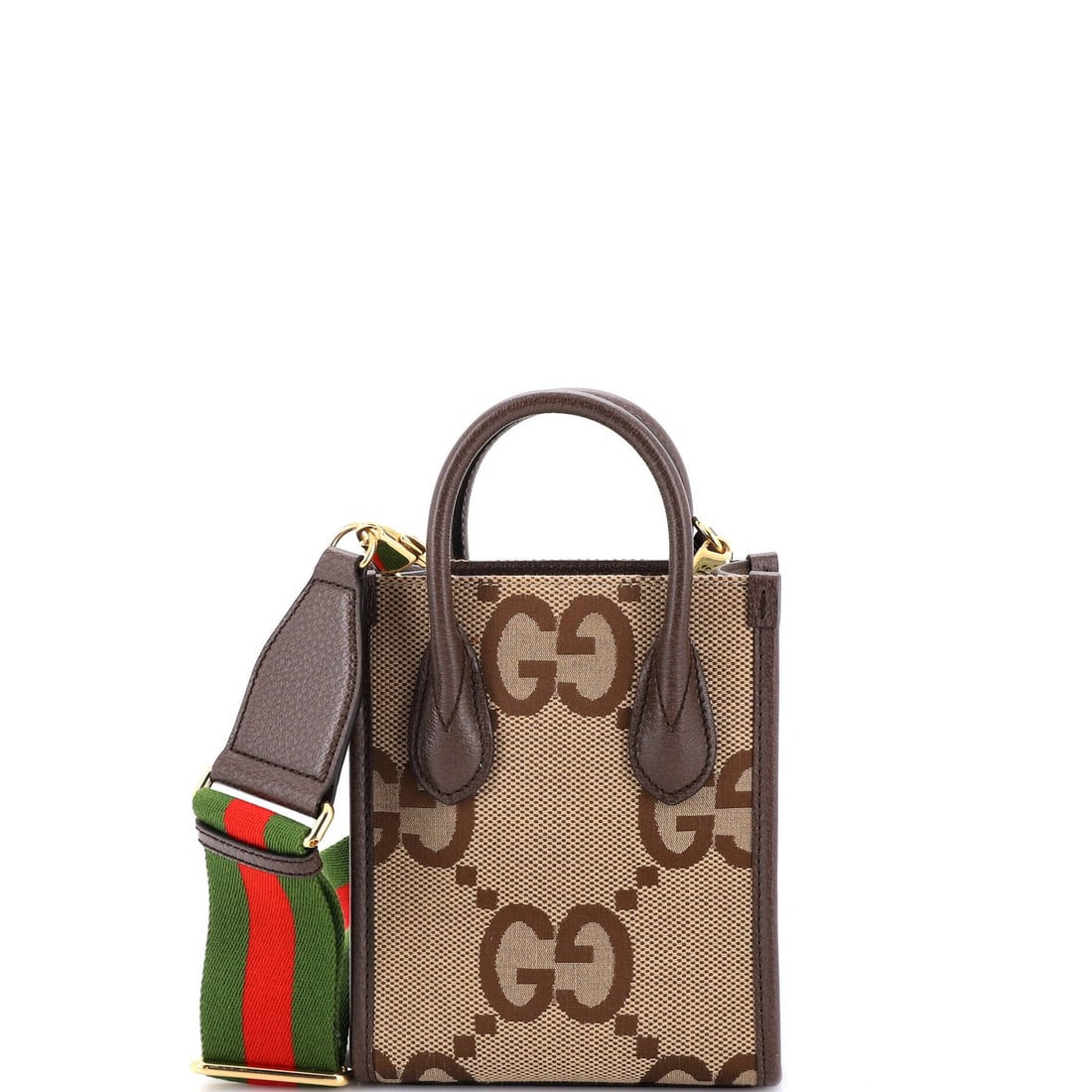 Gucci Canvas Vertical Jumbo Mini Tote: Gucci Canvas Vertical Jumbo Mini Tote The Gucci Canvas Vertical Jumbo Mini Tote boasts a classic design with clean lines and a timeless appeal. Featuring a sturdy canvas exterior with leather accents,