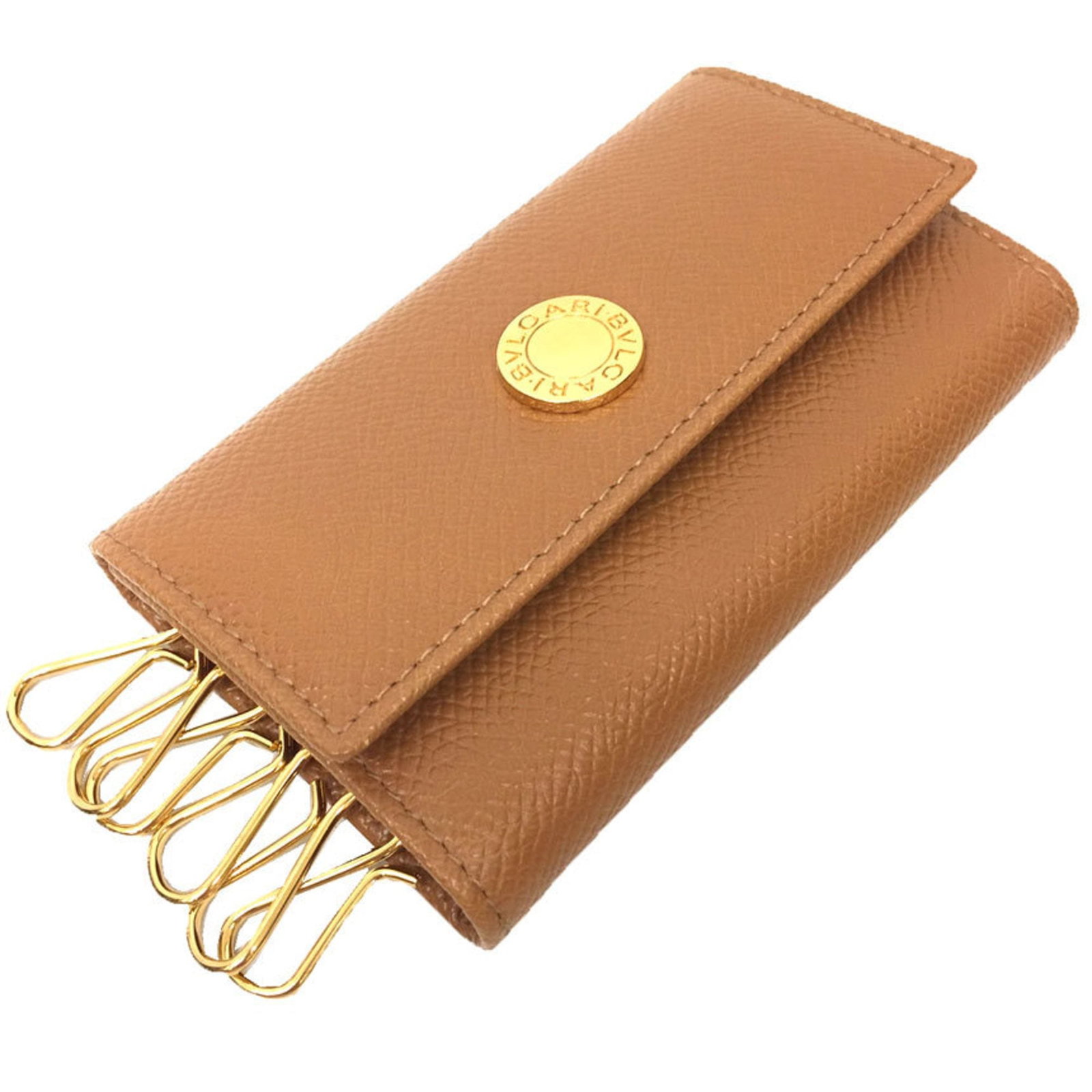 Bvlgari Keycase Leather Brass: Bvlgari Keycase Leather Brass Bvlgari Keycase Leather Brass - A stylish and durable accessory featuring high-quality leather and brass accents in a rich brown color. This like-new condition keycase bo