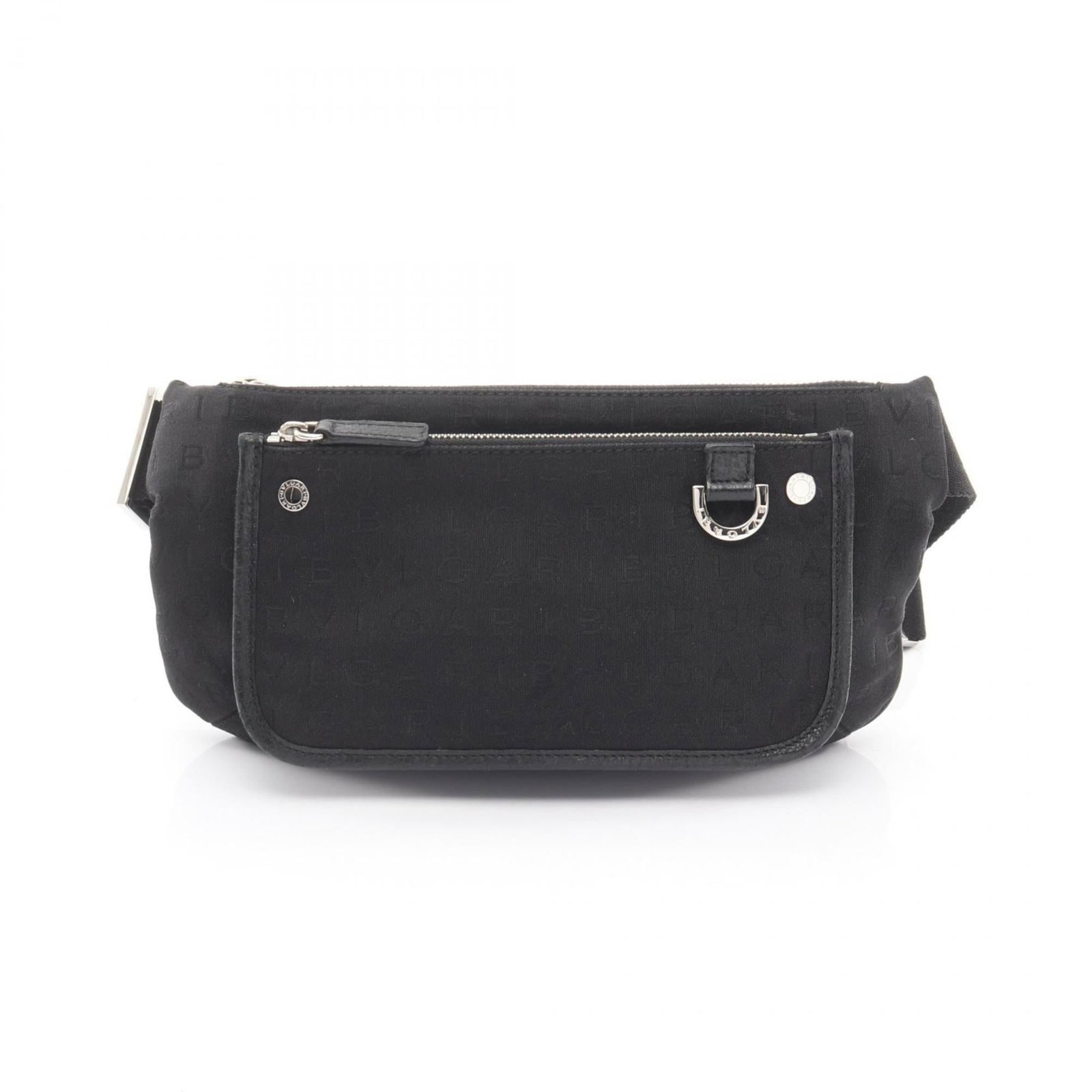 Bvlgari Fanny Pack Handbag Canvas: Bvlgari Fanny Pack Handbag Canvas Black canvas Bvlgari fanny pack handbag with traces of usage and minor damages. Measuring 14.5cm x 26cm x 5cm, this used item still retains its original design despit