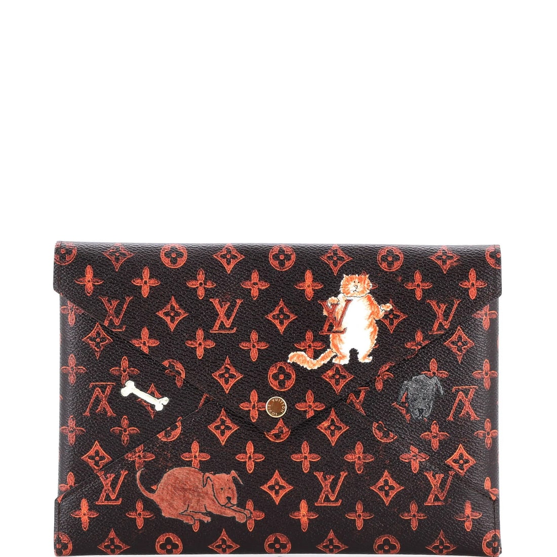Limited edition Kirigami pochette set by Catogram: Limited edition Kirigami pochette set by Catogram The Limited Edition Kirigami Pochette Set by Catogram boasts an elegant brown canvas exterior with intricate designs. This unique piece features a