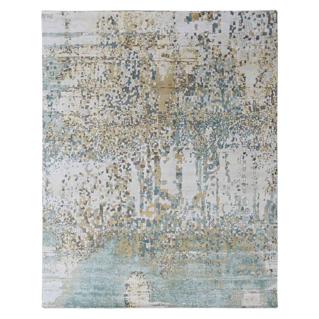 Strict Rules Apply to Ivory Gold Hand Knotted Wool Silk Rug 912: Strict Rules Apply to Ivory Gold Hand Knotted Wool Silk Rug 912 The Strict Rules Apply to Ivory Gold Hand Knotted Wool Silk Rug 912 boasts an abstract Oriental design in rich ivory and subtle brown hu