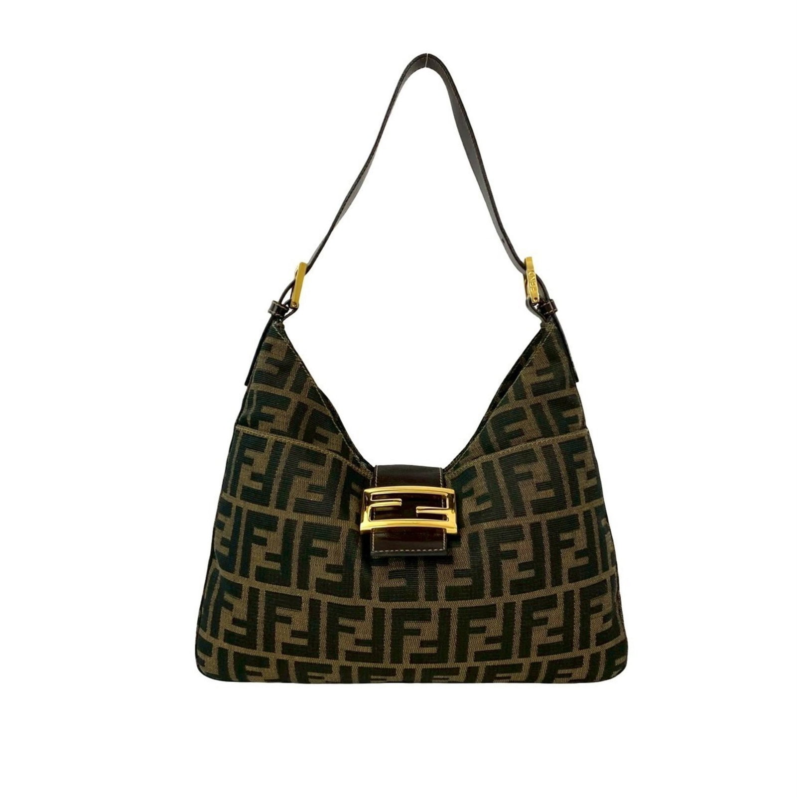 Fendi Handbag Shoulder Bag Leather Canvas: Fendi Handbag Shoulder Bag Leather Canvas This Fendi Handbag Shoulder Bag features high-quality leather and canvas materials in black and brown hues. With its classic design and timeless style, this s