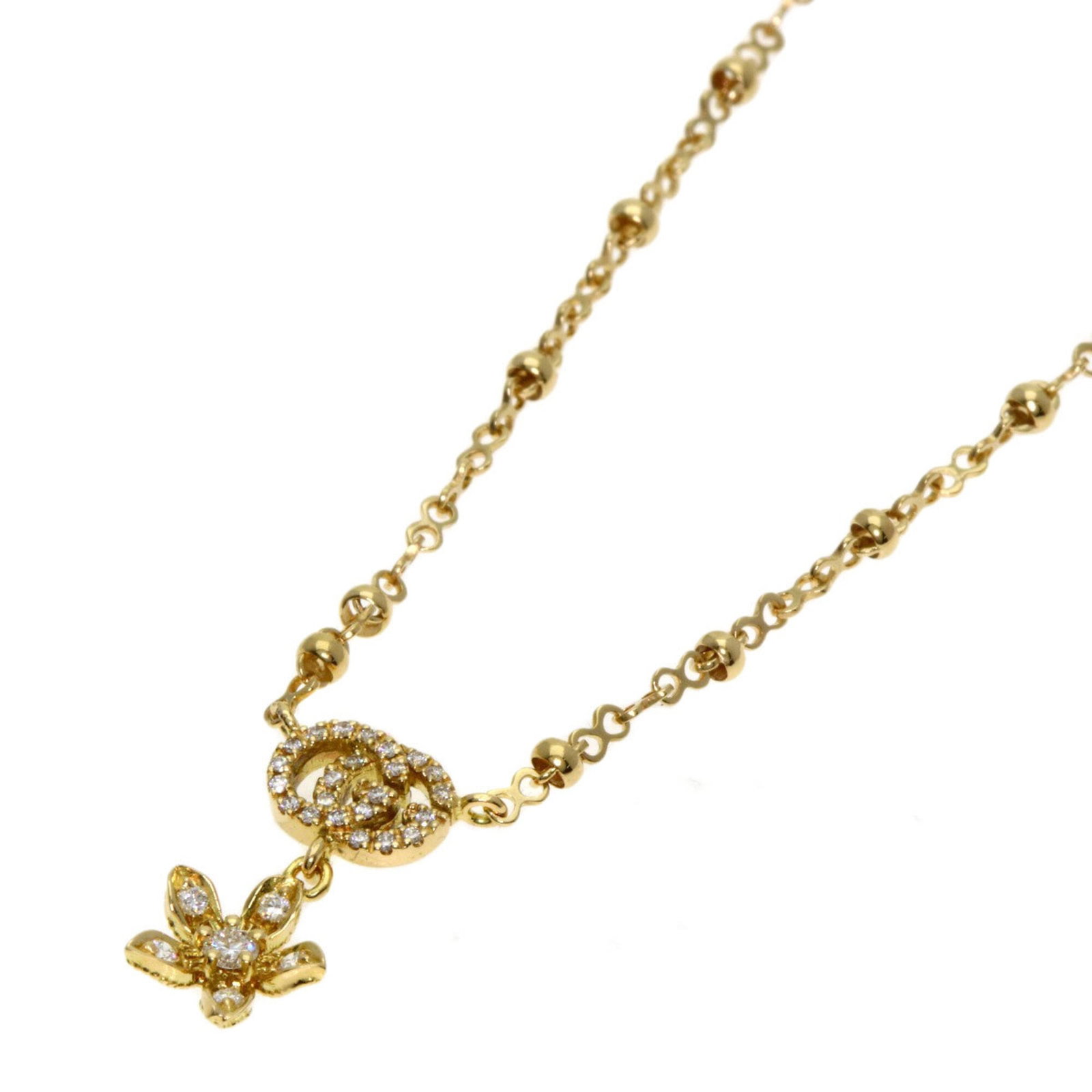Gucci Flora Diamond Necklace 18K Yellow Gold Women'S Gucci: Gucci Flora Diamond Necklace 18K Yellow Gold Women'S Gucci The Gucci Flora Diamond Necklace in 18K yellow gold features a stunning diamond pendant, weighing 4.4g, suspended from a delicate chain. With