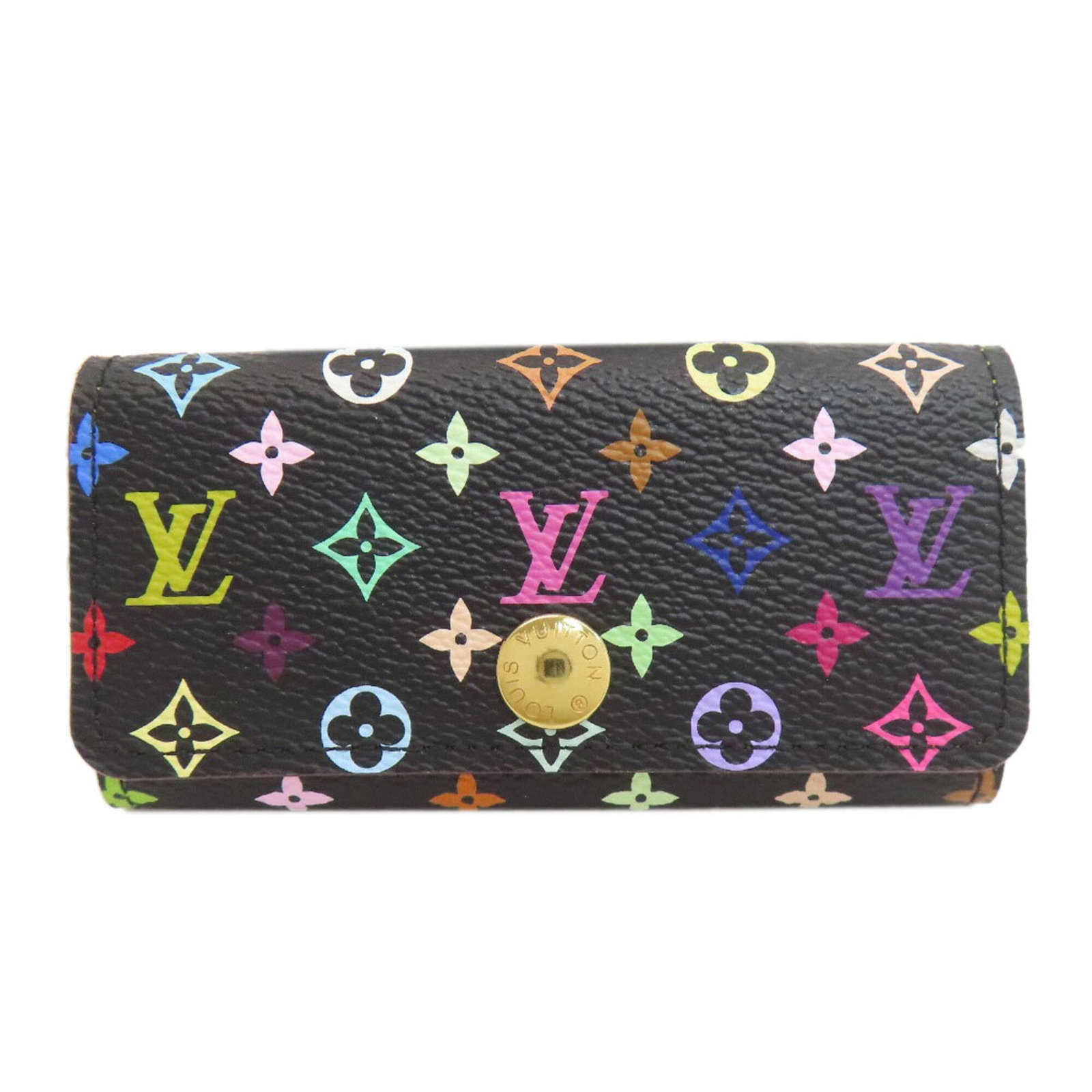 Louis Vuitton Keycase Monogram Multicolore: Louis Vuitton Keycase Monogram Multicolore The Louis Vuitton Keycase Monogram Multicolore features a striking black exterior adorned with the iconic monogram multicolor pattern. With a few traces of u