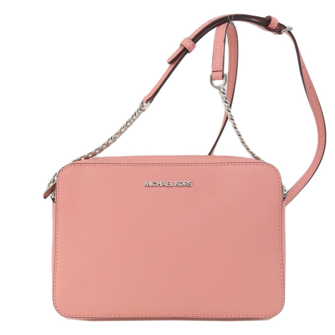 Chain shoulder bag pvc by Michael Kors: Chain shoulder bag pvc by Michael Kors This Michael Kors PVC shoulder bag features a striking pink exterior color and a stylish chain shoulder strap. The PVC material gives this bag a sleek and modern
