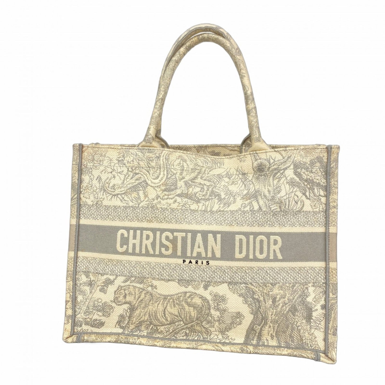 Christian Dior Tote Bag Canvas: Christian Dior Tote Bag Canvas The Christian Dior Tote Bag Canvas is a stylish and versatile accessory with a timeless gray and ivory color palette. Measuring 27.5cm x 36cm x 16.5cm, this canvas tote