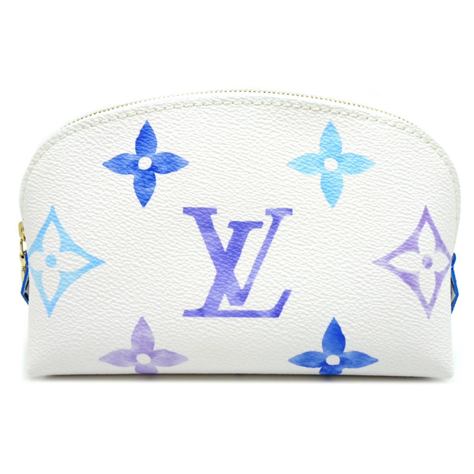 Louis Vuitton Pochette Pouch: Louis Vuitton Pochette Pouch The Louis Vuitton Pochette Pouch features a striking blue and white color combination. With its classic design and compact size, this used pouch measures 11cm x 16.5cm x