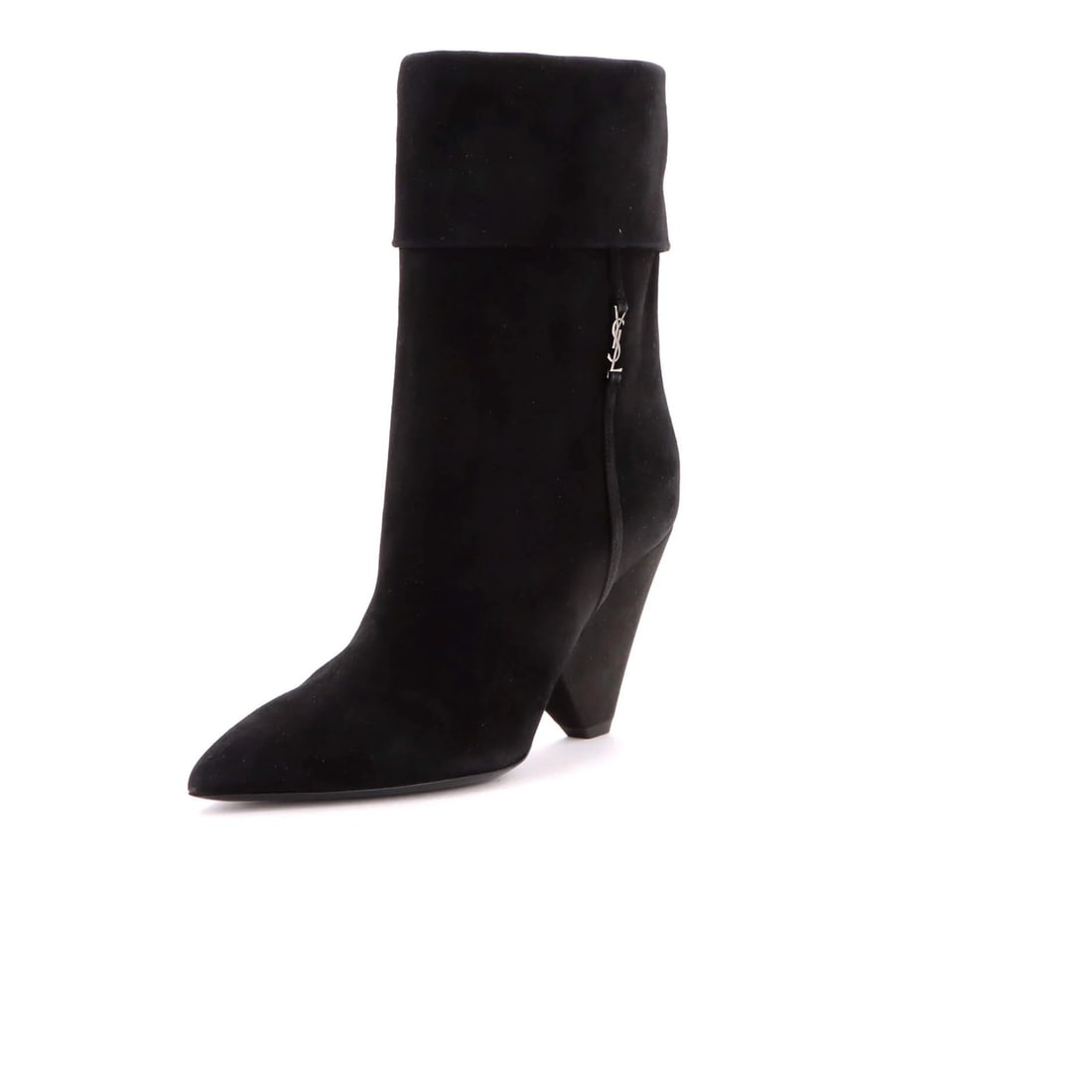 Women's Niki Suede Boots Saint Laurent Ankle: Women's Niki Suede Boots Saint Laurent Ankle Women's Niki Suede Boots in Black from Saint Laurent feature a sleek and sophisticated design with suede exterior and leather interior. The boots have a gr