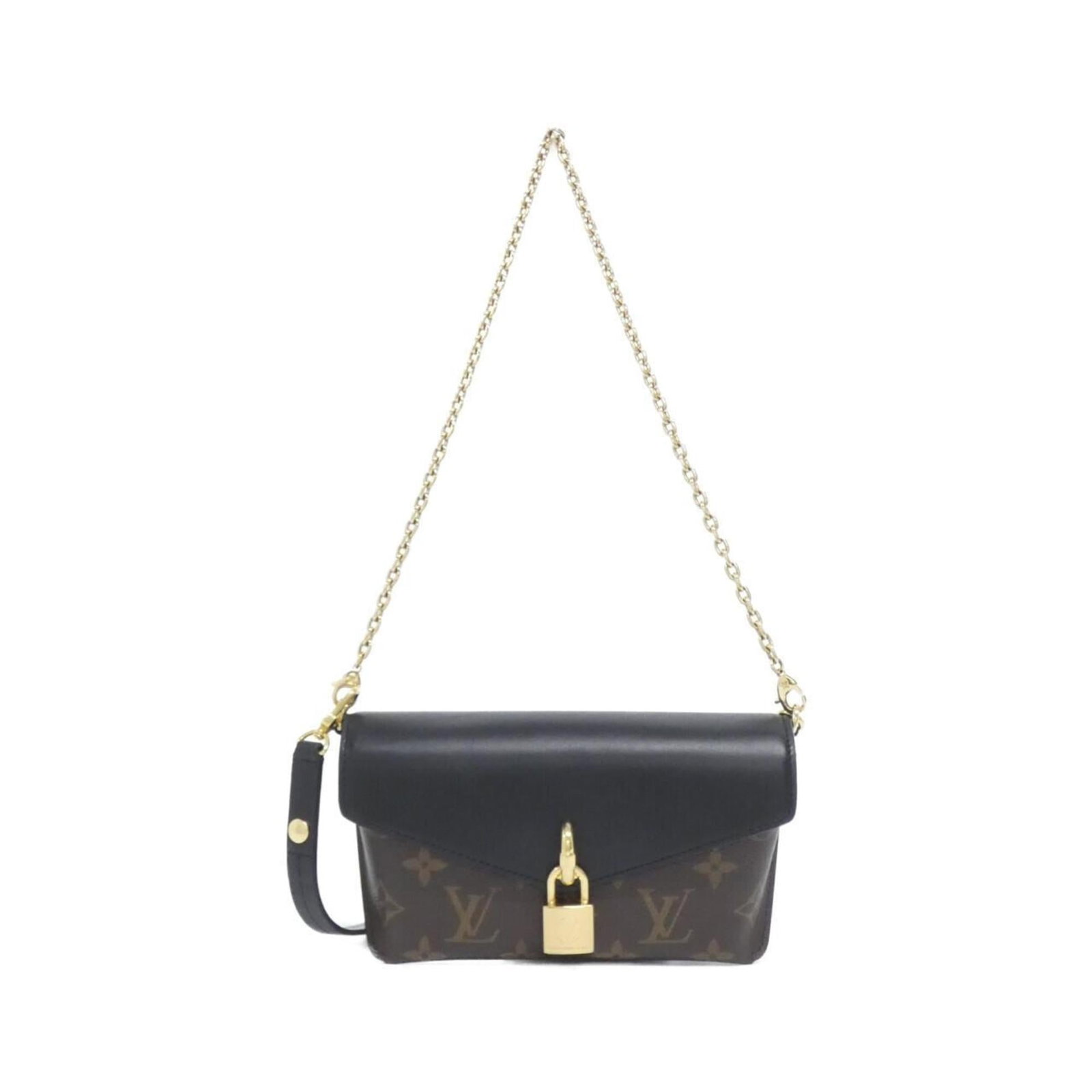 Louis Vuitton Shoulder Bag Coated Canvas Leather: Louis Vuitton Shoulder Bag Coated Canvas Leather Coated canvas leather and calf leather combine in this Louis Vuitton shoulder bag, available in black with gold hardware. The bag features a classic de