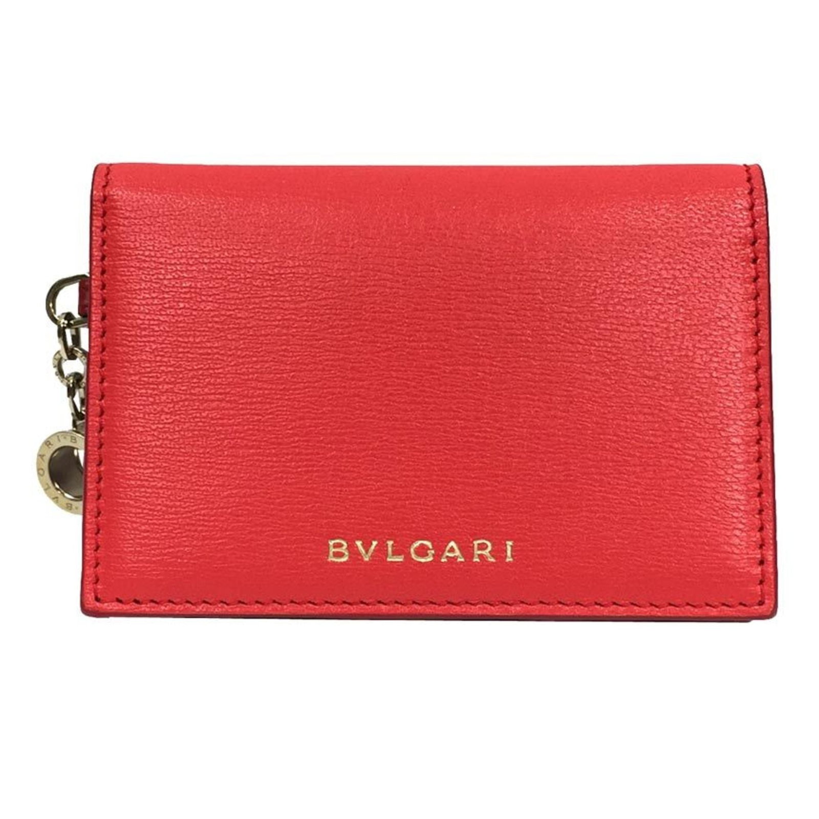 Bvlgari Business Card Case Leather: Bvlgari Business Card Case Leather Bvlgari Business Card Case Leather is made from high-quality leather and features a vibrant orange-red color. This used item has been carefully maintained, with hard