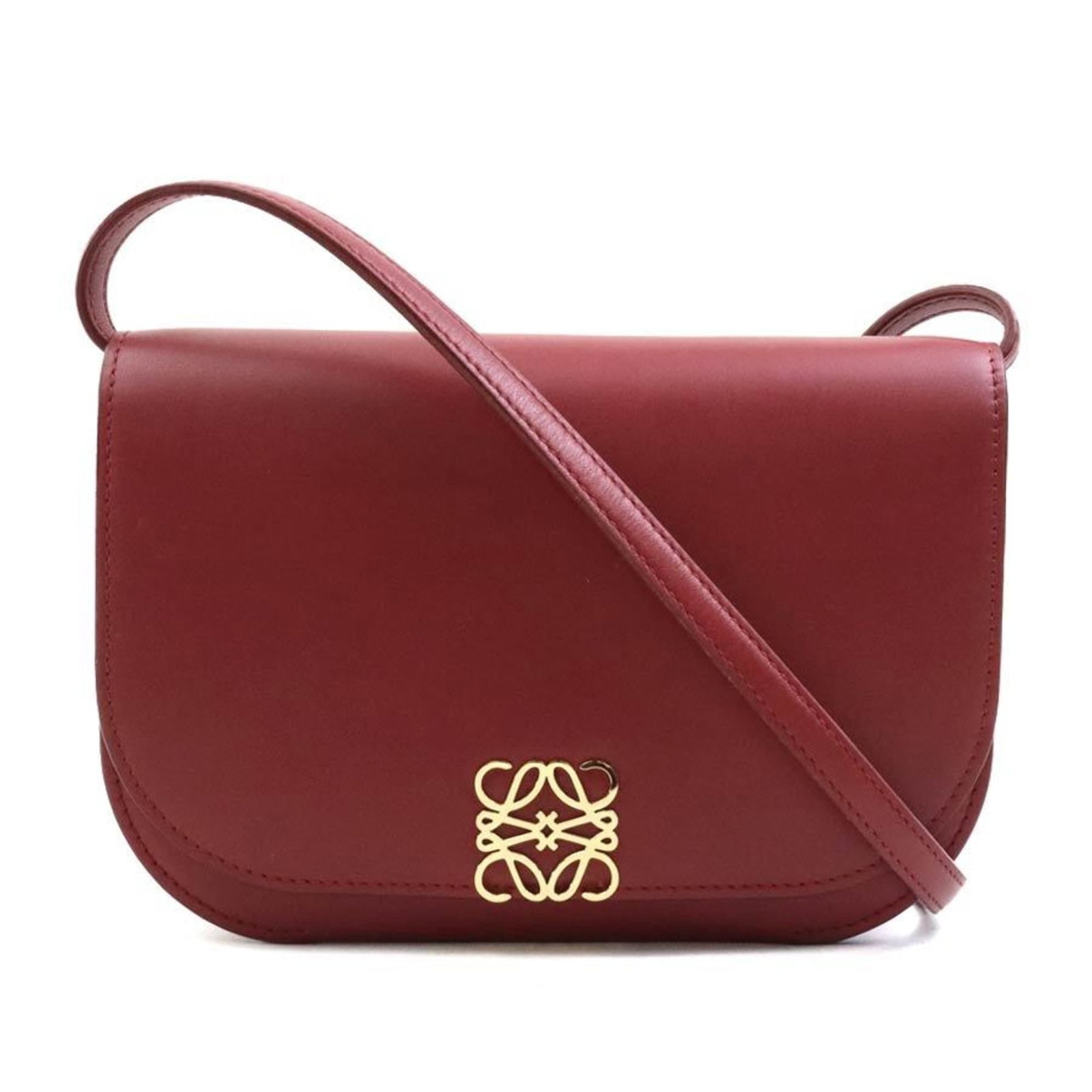 Loewe Shoulder Bag Leather: Loewe Shoulder Bag Leather This red Loewe shoulder bag features high-quality leather construction. With its classic design and timeless color, it's a versatile accessory for everyday use. The bag show