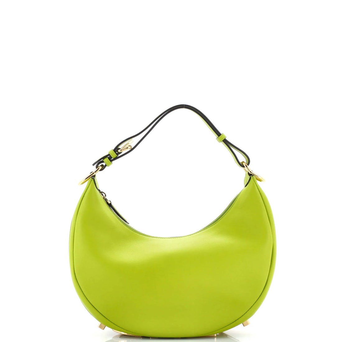 Fendi Fendigraphy Bag Leather Small: Fendi Fendigraphy Bag Leather Small The Fendi Fendigraphy Bag Leather Small boasts a striking green exterior with minor scuffs and creases. Made from high-quality leather, this stylish bag features go