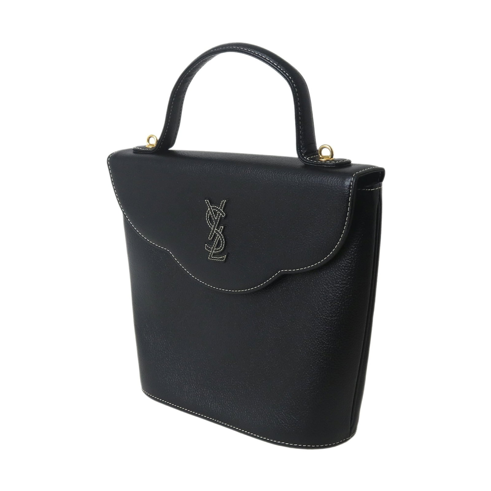 Yves Saint Laurent Handbag Leather: Yves Saint Laurent Handbag Leather This black Yves Saint Laurent handbag features high-quality leather construction and measures 22cm x 26cm x 8cm. Despite showing traces of usage, it remains in