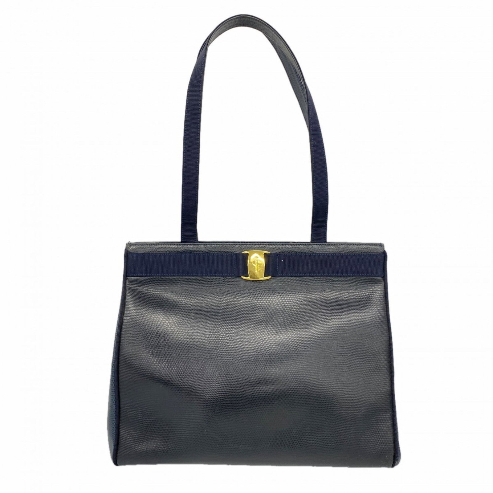 Salvatore Ferragamo Tote Bag Leather: Salvatore Ferragamo Tote Bag Leather Salvatore Ferragamo's iconic tote bag is a timeless piece of luxury. Made from high-quality leather, this navy tote features gold hardware and boasts a classic