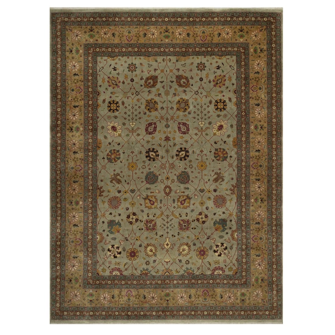 Strict Rules Use Only Words From Original Title Strictly Follow Instructions: Strict Rules Use Only Words From Original Title Strictly Follow Instructions This stunning hand-knotted wool rug from India boasts an all-over regional design in rich green and gold hues. Measuring 8'