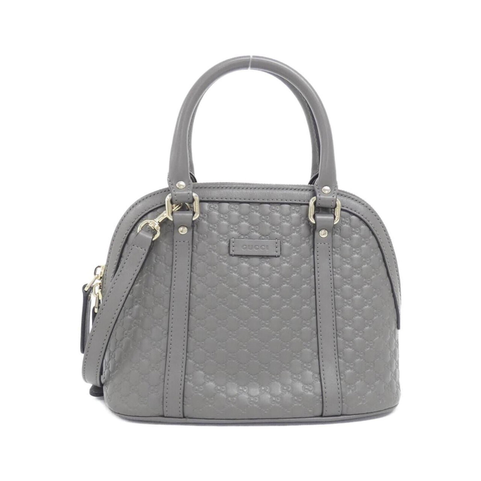 Gucci Handbag Leather: Gucci Handbag Leather Gucci Handbag Leather is a high-quality, used handbag made from genuine leather. The bag features a classic gray color with gold hardware, measuring 18cm x 24cm x 13cm in size. W