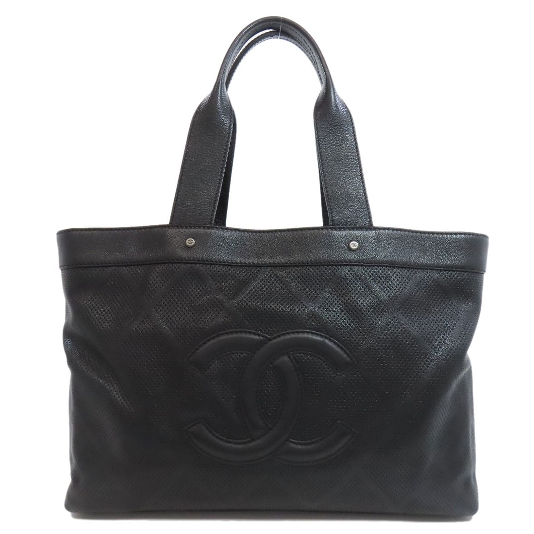 Coco Chanel Tote Bag Calf Leather SilverHardware Punching (1 of 20)
