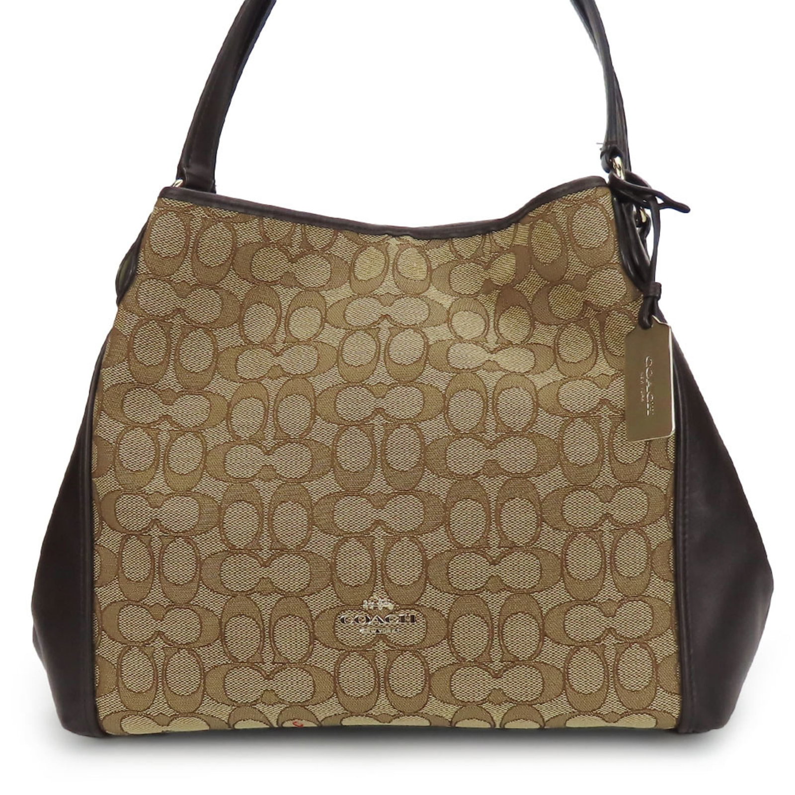 Coach Tote Bag Canvas Leather: Coach Tote Bag Canvas Leather Dark Brown Canvas Leather Coach Tote Bag with Traces of Usage. This used tote bag features canvas and leather construction, measuring 25cm x 36cm x 11cm. It has visible s