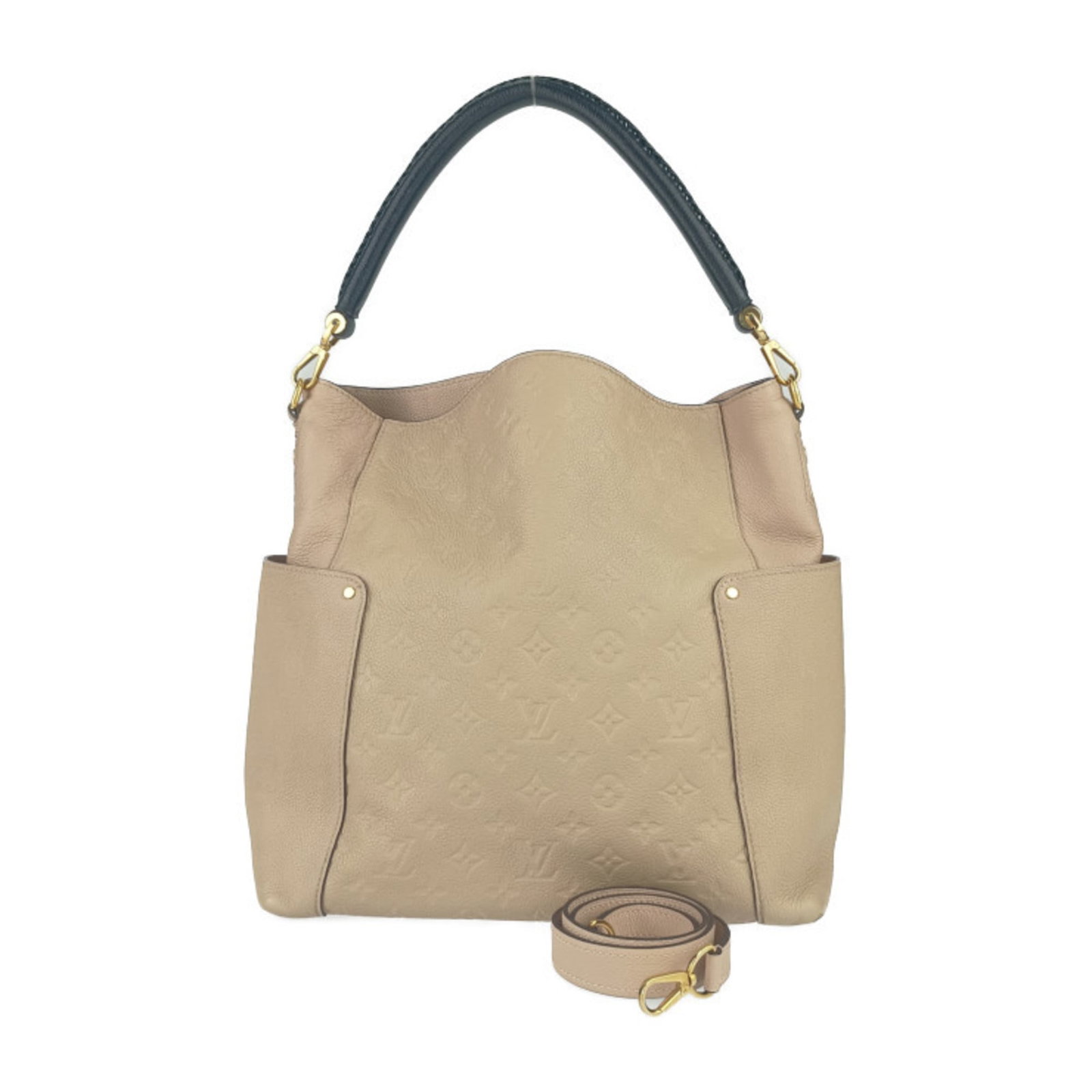 Louis Vuitton Handbag Shoulder Bag Tote Bag Monogram Empreinte: Louis Vuitton Handbag Shoulder Bag Tote Bag Monogram Empreinte Monogram Empreinte pattern adds an iconic touch to this Louis Vuitton shoulder bag tote. With its classic Dune color and durable construc