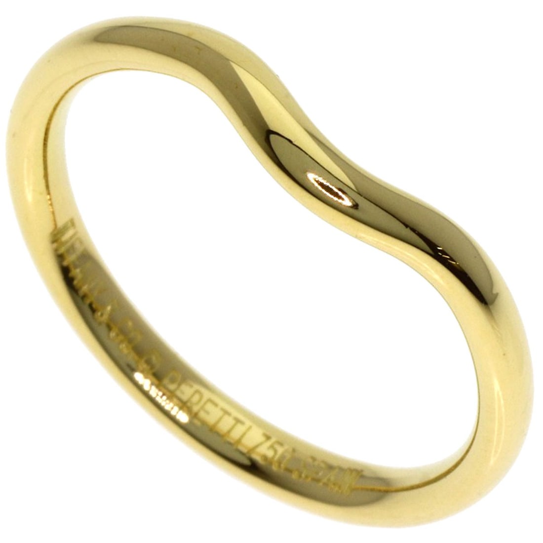 Yellow Gold K18 Curved Band Ring Tiffany: Yellow Gold K18 Curved Band Ring Tiffany Yellow Gold K18 Curved Band Ring Tiffany. This K18 yellow gold ring boasts a sleek curved design, showcasing the purity of its 18k gold material. With no main 