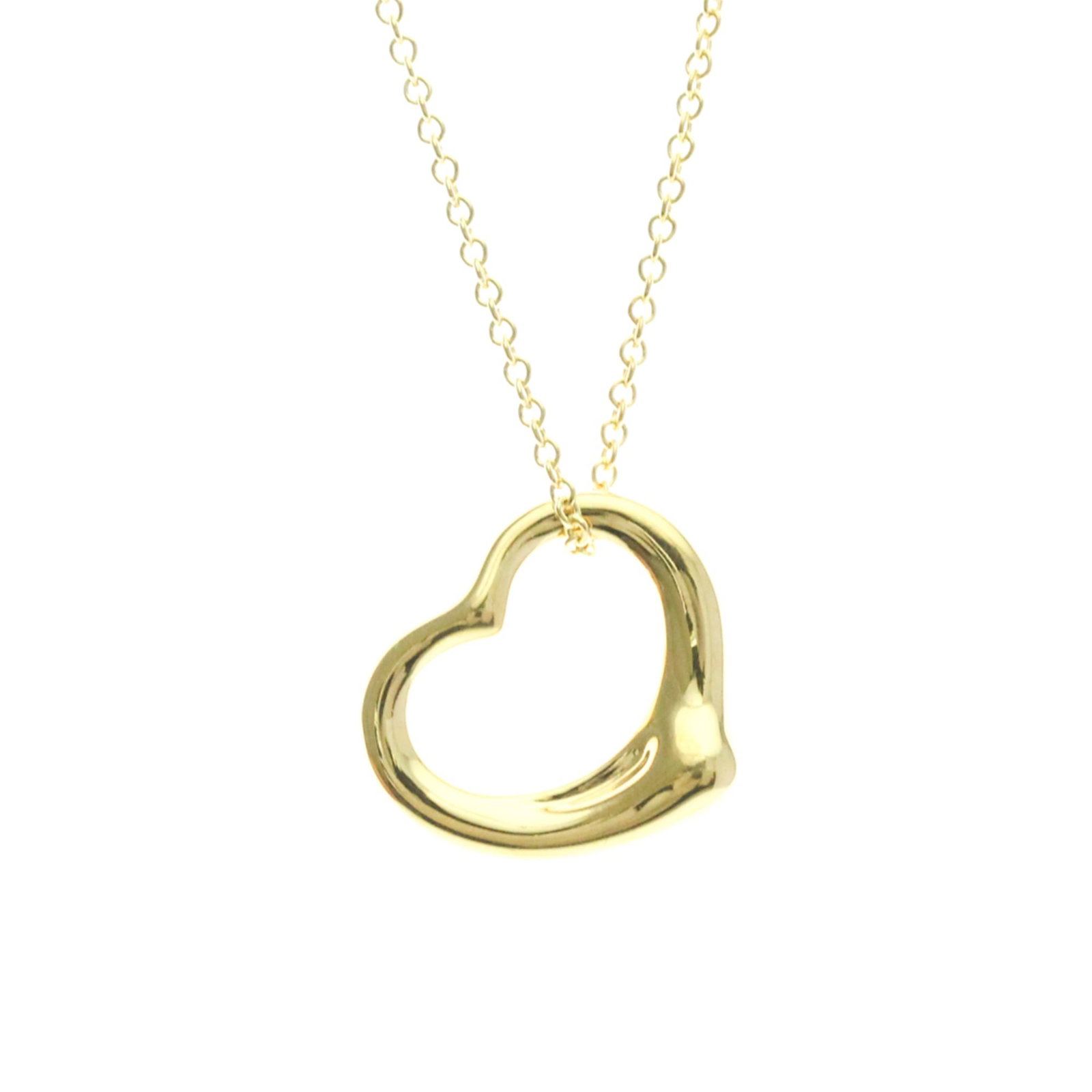 Tiffany Open Heart Yellow Gold (18K) No Stone Menwomen Fashion Pendant Necklace (Gold): Tiffany Open Heart Yellow Gold (18K) No Stone Menwomen Fashion Pendant Necklace (Gold) Tiffany's iconic Open Heart design shines in this beautiful yellow gold (18K) pendant necklace. The sleek, fashio
