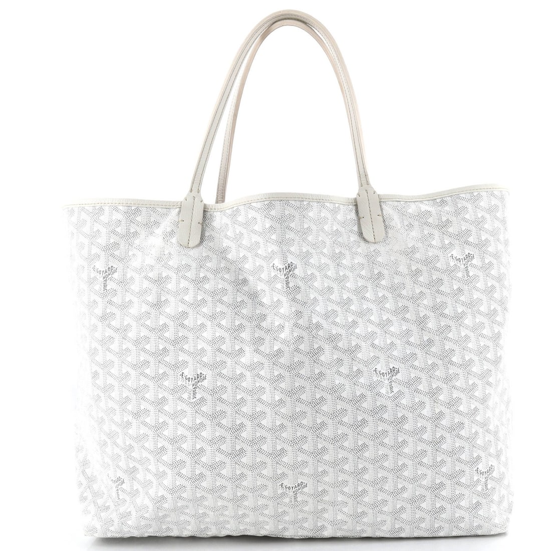Saint Louis Coated Canvas Tote Goyard: Saint Louis Coated Canvas Tote Goyard The Saint Louis Tote Coated Canvas GM from Goyard features a classic white exterior with coated canvas material, measuring 15" wide and 12.5" tall. With its sturd