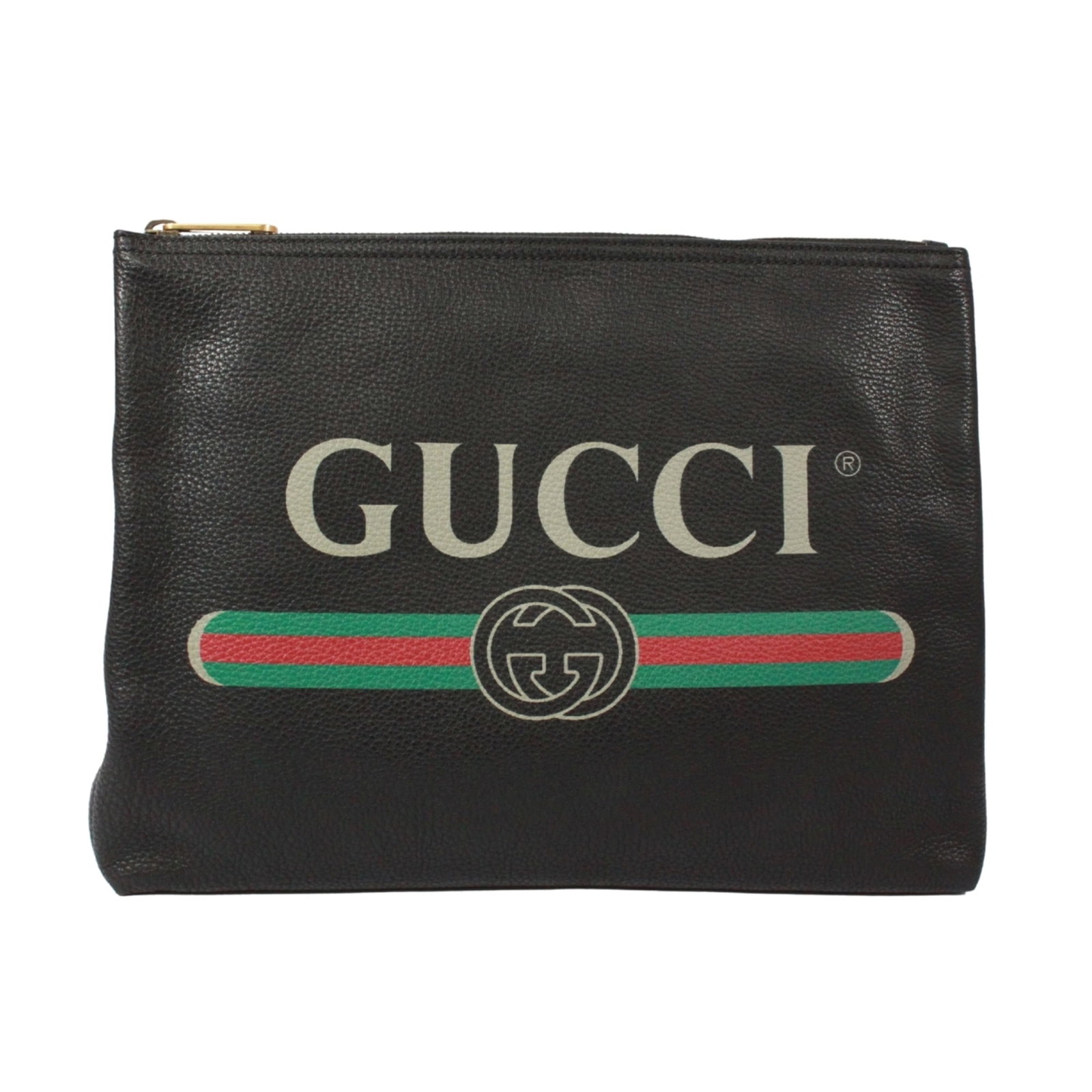 Gucci Clutch Bag Leather: Gucci Clutch Bag Leather Used Gucci Clutch Bag Leather in excellent condition, featuring black leather and measuring 24cm x 30cm x 1cm. A few traces of usage are visible, including some scratches and 