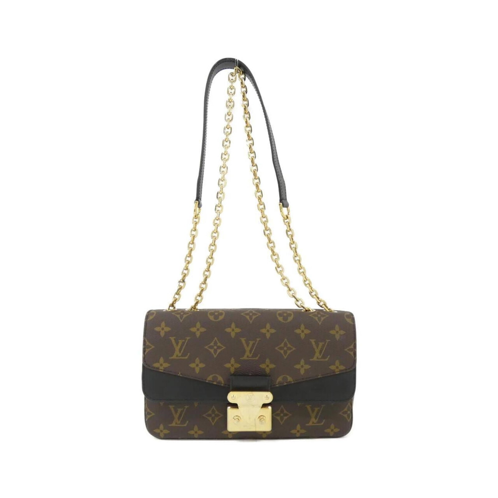 Louis Vuitton Shoulder Bag Monogram: Louis Vuitton Shoulder Bag Monogram Black, Marron, and gold accents come together in this iconic Louis Vuitton Shoulder Bag Monogram, featuring a timeless design with a classic monogram pattern. With