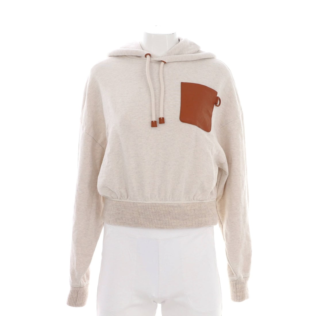Loewe Women's Cotton Leather Hoodie Pocket Anagram: Loewe Women's Cotton Leather Hoodie Pocket Anagram The Loewe Women's Cotton Leather Hoodie Pocket Anagram is a unique blend of cotton and leather materials, featuring a neutral brown exterior with min