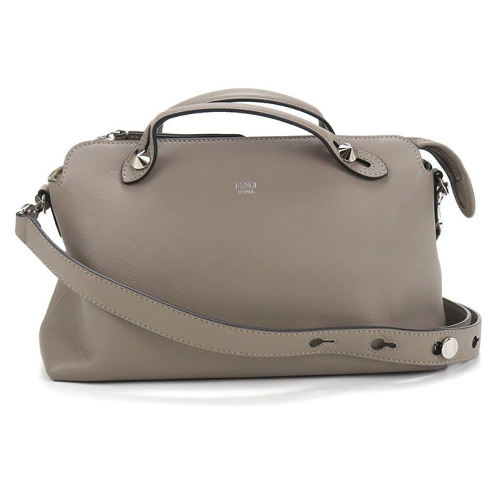 Fendi Handbag Leather: Fendi Handbag Leather Fendi Handbag Leather features high-quality calfskin leather in a versatile gray color. The bag's silver hardware adds a touch of sophistication, while its classic design makes i