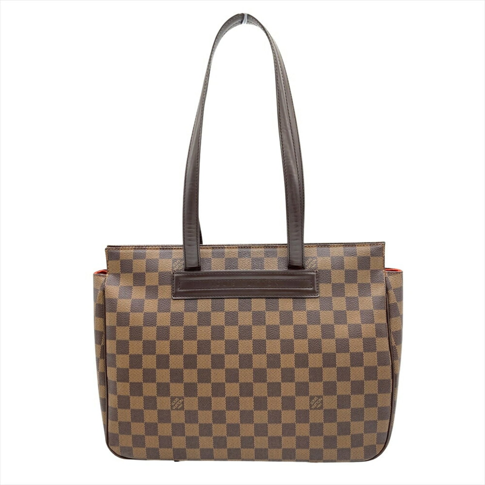 Louis Vuitton Tote Bag Damier Canvas: Louis Vuitton Tote Bag Damier Canvas Damier Canvas tote bag in brown from Louis Vuitton features classic design with subtle scratches and signs of usage. The iconic Damier pattern adds visual interest
