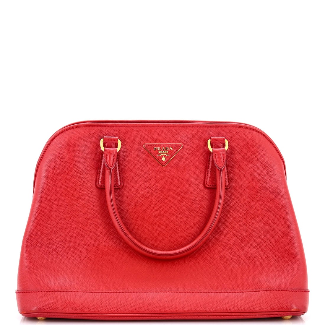 Saffiano Leather Bag Open Medium Prada: Saffiano Leather Bag Open Medium Prada This Prada Saffiano Leather Open Medium Promenade Bag features a striking red exterior with gold hardware and a spacious interior. The bag's medium size and