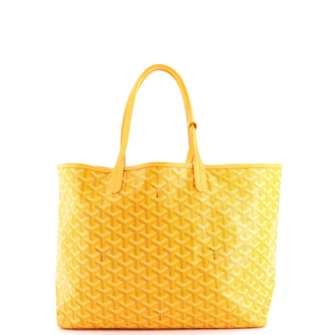 Saint Louis Tote Goyard Canvas Coated PM: Saint Louis Tote Goyard Canvas Coated PM The Saint Louis Tote Goyard Canvas Coated PM boasts a vibrant yellow exterior with a canvas coated finish, adding a pop of color to any outfit. With its classi