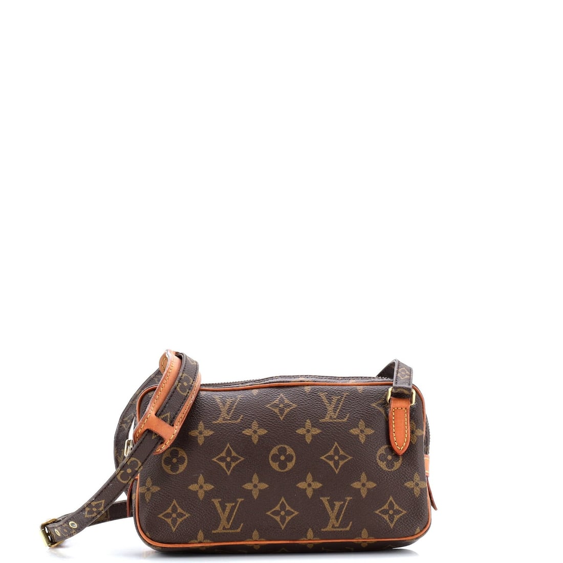 Canvas Pochette Bag Monogram Bandouliere Louis Vuitton: Canvas Pochette Bag Monogram Bandouliere Louis Vuitton Canvas Pochette Bag Monogram Bandouliere Louis Vuitton features a classic cross-body design with heavy edge wear and scuffs. The brown canvas