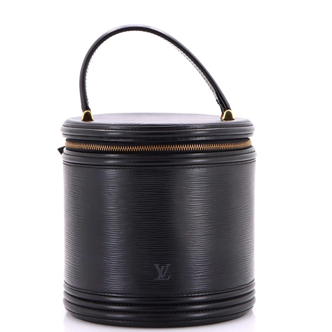 Louis Vuitton Beauty Case Epi Leather for Louis: Louis Vuitton Beauty Case Epi Leather for Louis Black Louis Vuitton Beauty Case Epi Leather features scuffs and edge wear on exterior surfaces. The interior is made of metallic microfiber with gold ha