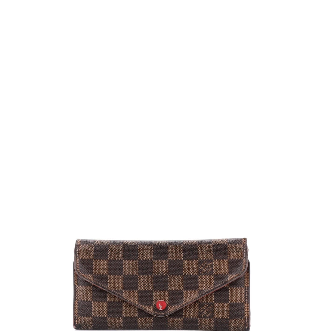 Damier NM Wallet Sarah Louis Vuitton: Damier NM Wallet Sarah Louis Vuitton Brown Damier NM Wallet with Gold Hardware. This Louis Vuitton Sarah Wallet features a canvas-coated exterior in brown Damier, complemented by red leather interior 
