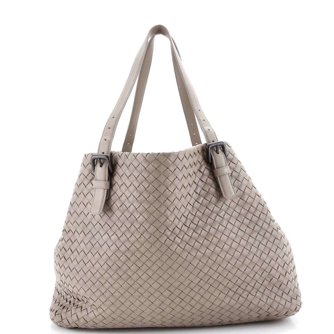 Intrecciato Nappa Large Shape Tote Bottega: Intrecciato Nappa Large Shape Tote Bottega The Bottega Veneta Intrecciato Nappa Large Shape Tote features an iconic A-Shape design and neutral exterior color. Made from high-quality leather with suede