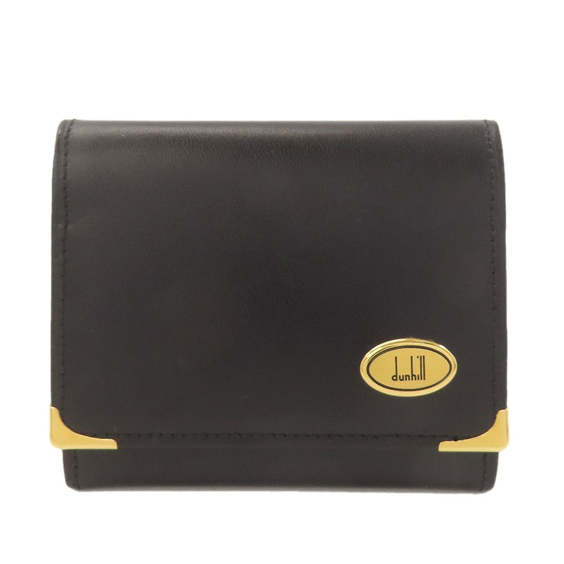 Coin purse leather Dunhill logo: Coin purse leather Dunhill logo Dunhill logo embossed on black leather coin purse. Made from high-quality leather, this sleek and stylish accessory features a classic design with clean lines. The simp