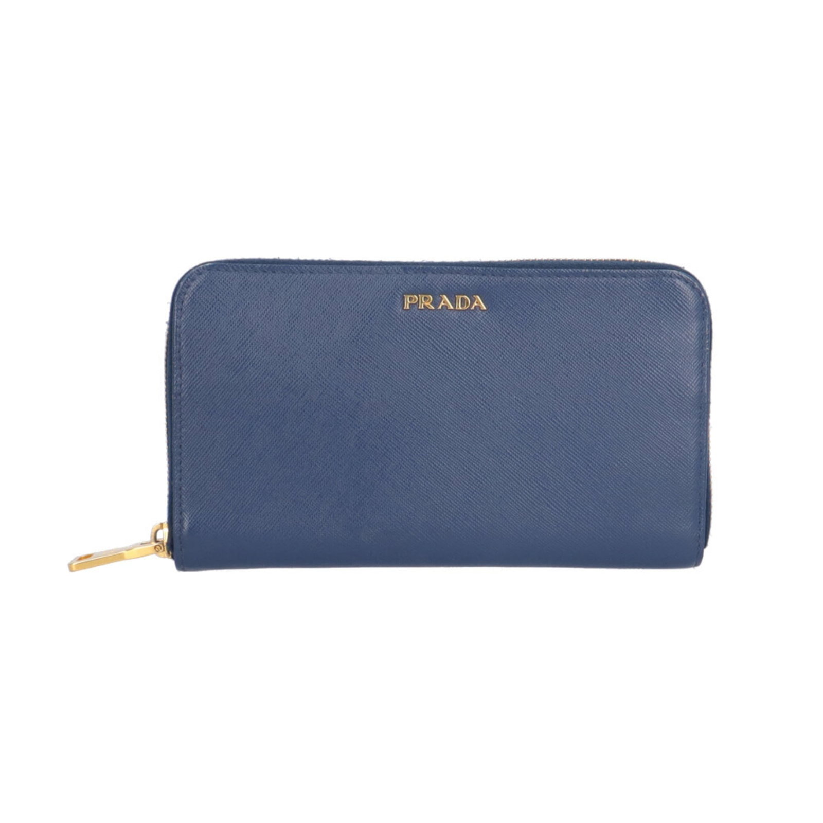 Prada Long Wallet (Bi-Fold) Leather: Prada Long Wallet (Bi-Fold) Leather Prada's iconic long wallet boasts a sleek blue leather design with subtle scratches and wear from previous use. The bi-fold structure allows for easy organization a