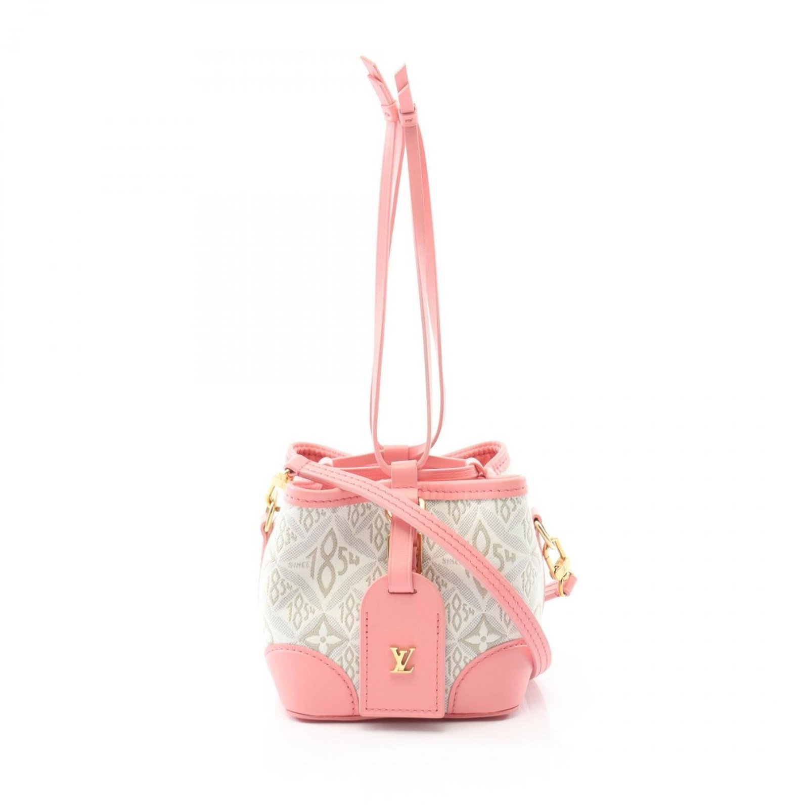 Louis Vuitton Handbag Canvas Leather: Louis Vuitton Handbag Canvas Leather Canvas and leather combine in this Louis Vuitton handbag, available in pink and white. The bag's canvas exterior features some scratches and dirt, while its leathe
